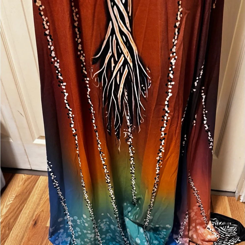 NWT Multicolor Maxi Dress with Tree Design - Picture 3 of 5